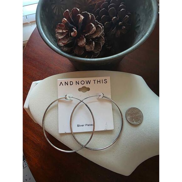 And Now This Jewelry - And Now This Crystal In & Out Hoop Earrings in Silver Plate, New.